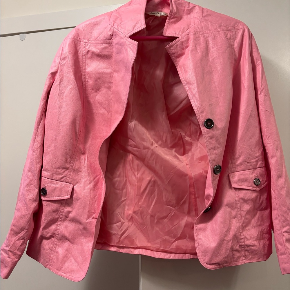 Pink Faux Leather Jacket